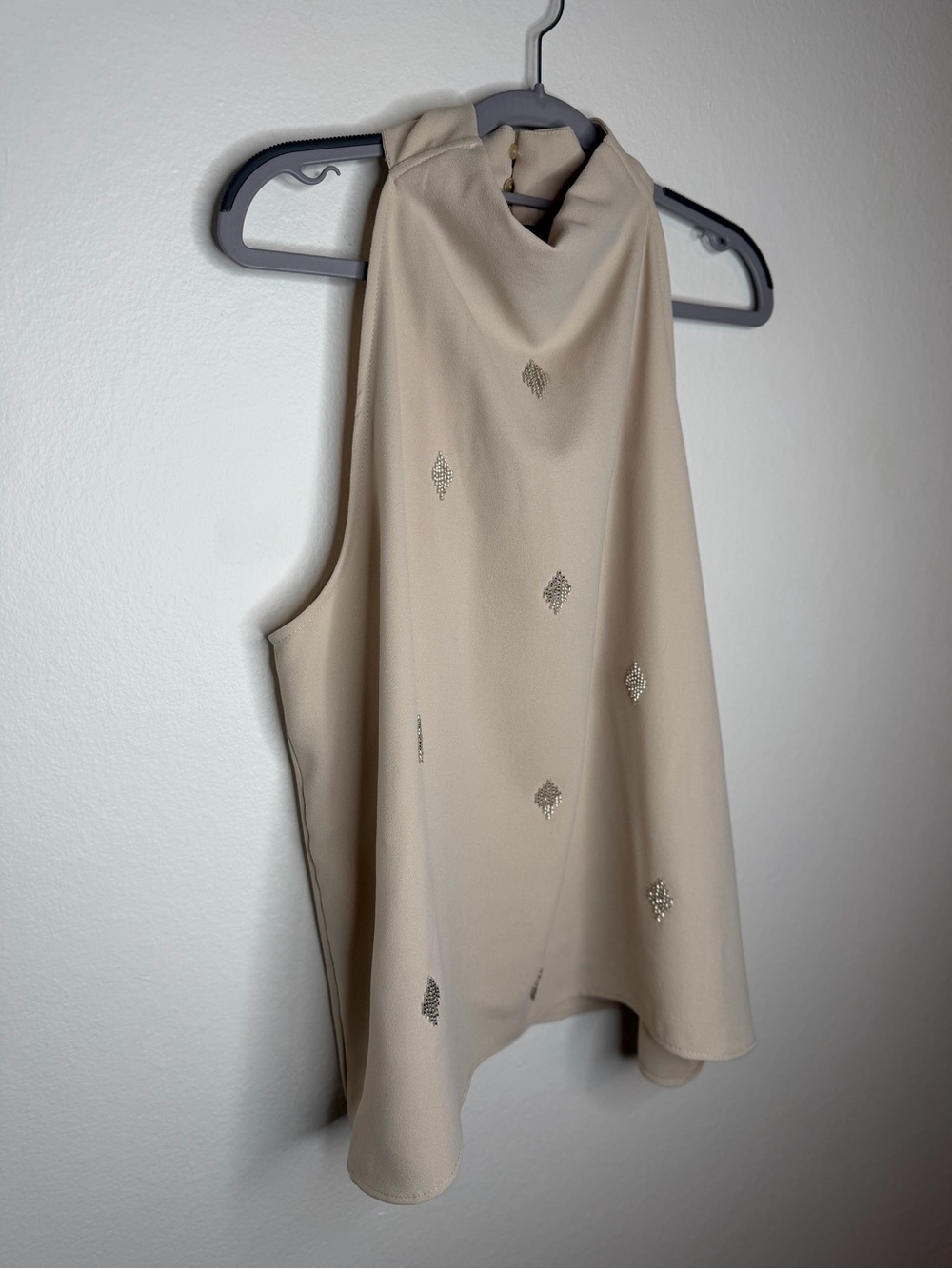 NWT Zara Cream Beaded High Neck Sleeveless Top XL - Picture 4 of 9